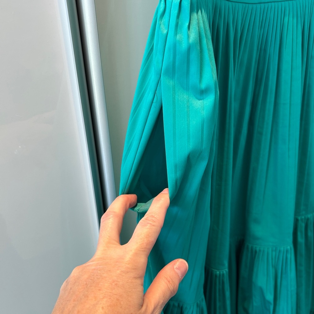 Kate Spade Poplin Ruffled Tiered Teal Maxi Dress - size 10 - Picture 6 of 10